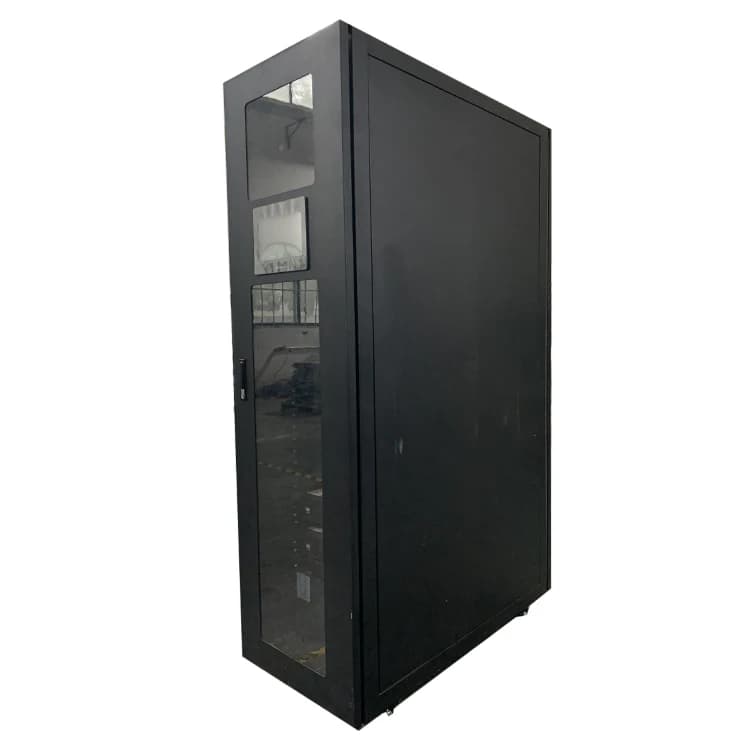 A 36U 42U 47U network server rack cabinet for indoor and outdoor data centers, featuring a sturdy steel frame and locking tempered glass door.
